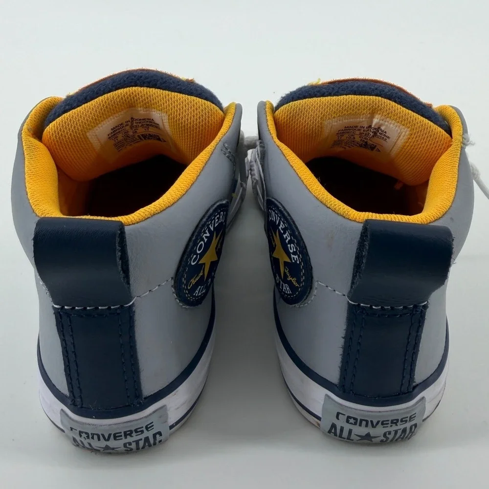 Converse Chuck Taylor All Star Axle Mid Grey Navy Yellow Kids Sneakers Size 11